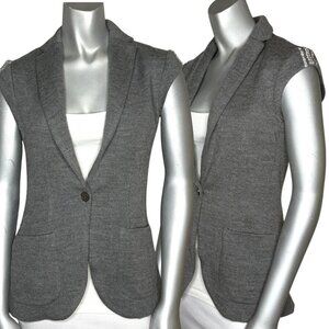 Vtg  2000s IISLI Gray Wool Sleeveless Crystal Embellished Sweater Vest Gilet 4 S